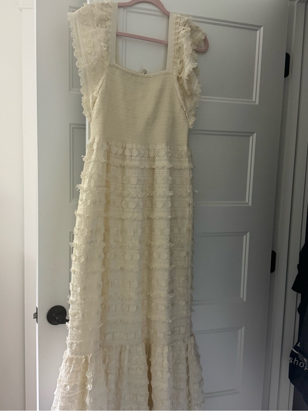 Marie Oliver Cream Ruffle-Tier Maxi Dress